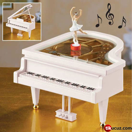 Piyano Şeklinde Balerinli Müzik Kutusu