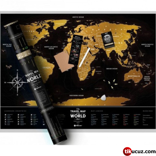 Scratch Map Kazıma Poster Dünya Haritası