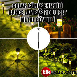 Solar Güneş Enerjili Bahçe Lambası 10lu Set Metal Gövdeli